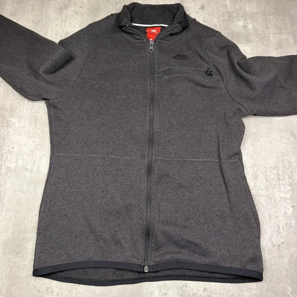 Nike Full Zip Knit Sweater Tech Fleece Jacket Black Women's Large Pockets